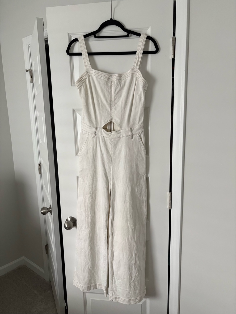 bebe Cream Wide-Leg Cutout Jumpsuit